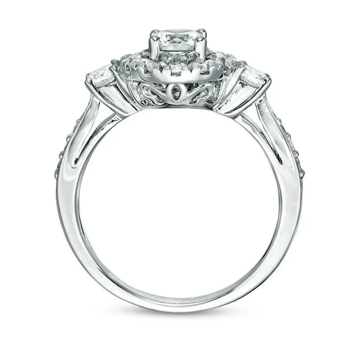 Rings Goldia 10 CT TW Natural Diamond Frame Three Stone Engagement Ring in Solid 10K White Gold Rings Goldia 10 CT TW Natural Diamond Frame Three Stone Engagement Ring in Solid 10K White Gold