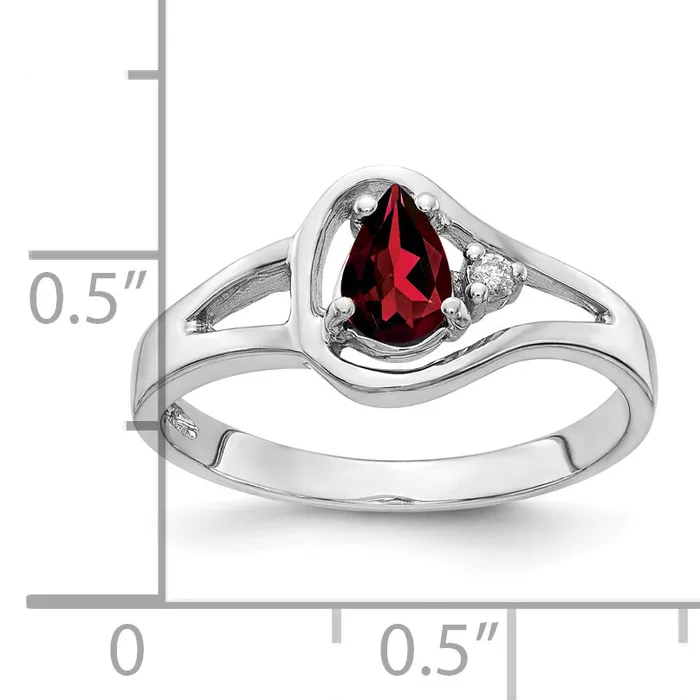 Rings Goldia Solid 14k White Gold 6x4mm Pear Simulated Garnet AA CZ Ring