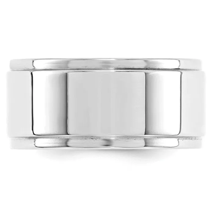 Solid 14K White Gold 10mm Flat with Step Edge MensWomens Wedding Band Ring Size 5 Goldia Rings Solid 14K White Gold 10mm Flat with Step Edge MensWomens Wedding Band Ring Size 5 Goldia Rings