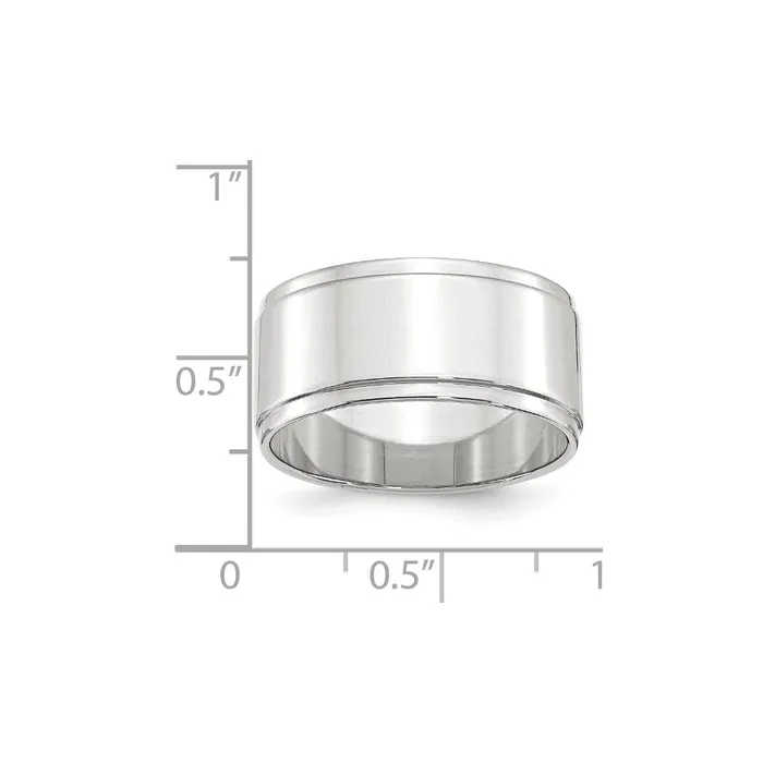 Solid 14K White Gold 10mm Flat with Step Edge MensWomens Wedding Band Ring Size 5 Goldia Rings Solid 14K White Gold 10mm Flat with Step Edge MensWomens Wedding Band Ring Size 5 Goldia Rings
