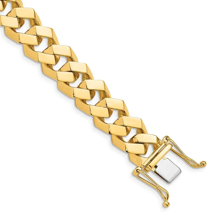 Solid 14K Yellow Gold 9 inch 115mm Hand Polished Fancy Link with Box Catch Clasp Bracelet MDS Bracelets