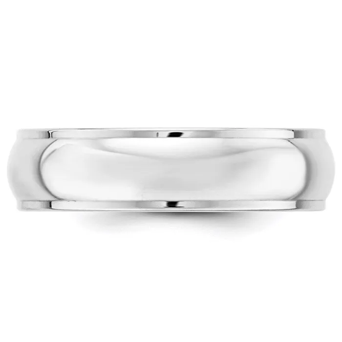 Solid 18K White Gold 6mm Half Round with Edge MensWomens Wedding Band Ring Size 85 Goldia Rings Solid 18K White Gold 6mm Half Round with Edge MensWomens Wedding Band Ring Size 85 Goldia Rings