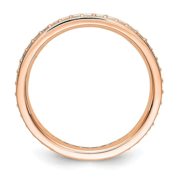 Solid Real 14k Rose Gold Polished Round 12 CT Vintage CZ Eternity Wedding Band Ring Goldia Rings