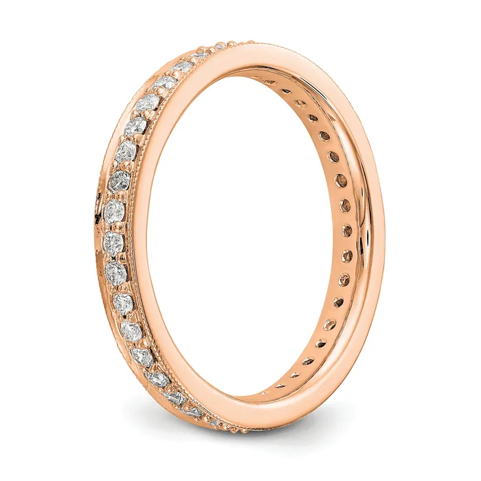 Solid Real 14k Rose Gold Polished Round 12 CT Vintage CZ Eternity Wedding Band Ring Goldia Rings