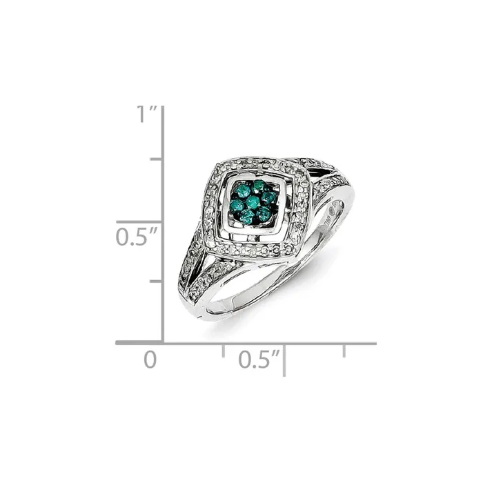Sterling Silver Fancy White u0026 Blue Diamond Ring Goldia Rings