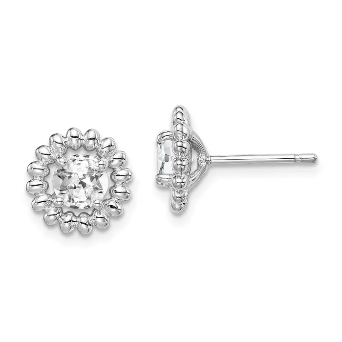 Sterling Silver Rhodplat White Topaz Earrings Goldia Earrings