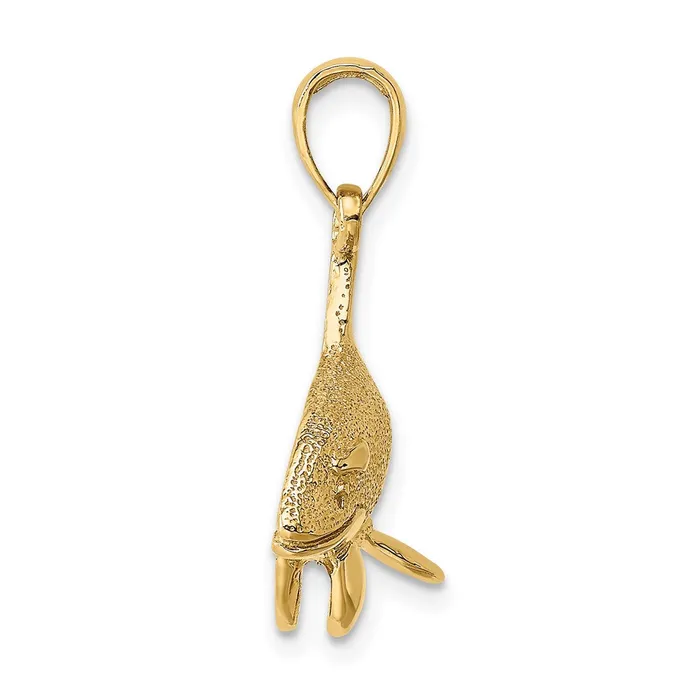 14K 2D Textured Killer Whale Charm TreasureFineJewelers Charm Necklaces