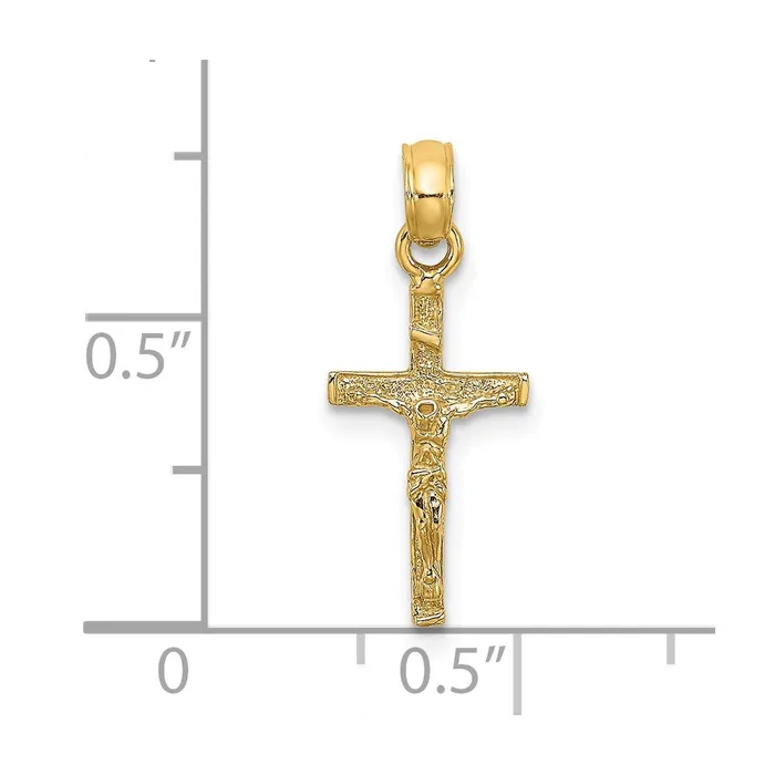 14K Mini Crucifix Charm TreasureFineJewelers Charm Necklaces