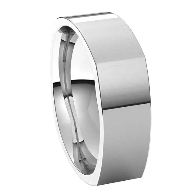 14K White Gold 6 mm Square Comfort Fit Wedding Band TreasureFineJewelers Rings