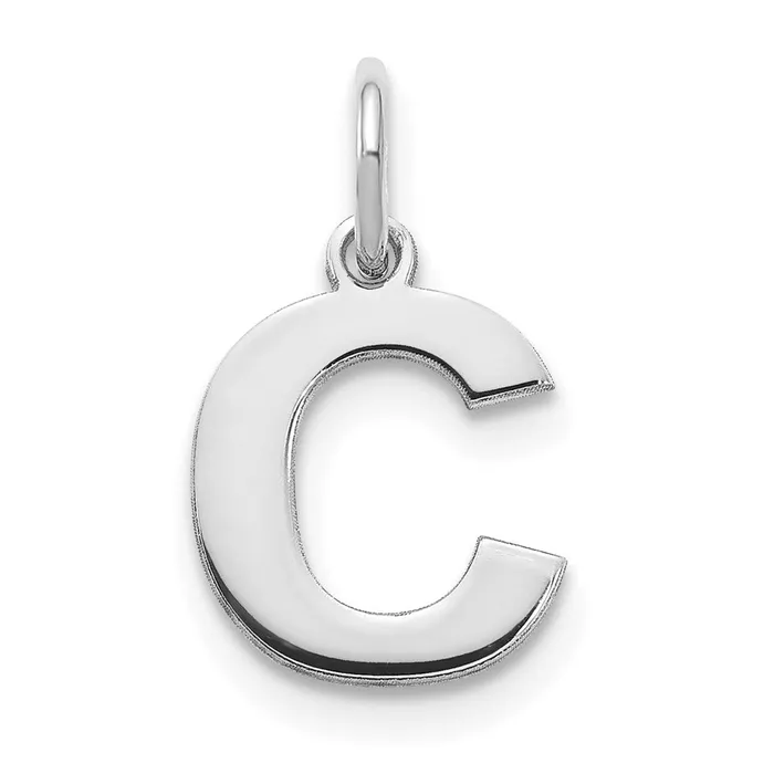 14k White Gold Letter C Initial Pendant TreasureFineJewelers Necklaces