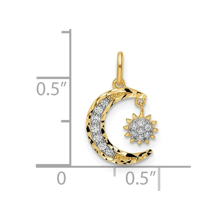 14k Yellow Gold CZ Diamondcut Moon and Star Pendant TreasureFineJewelers Necklaces