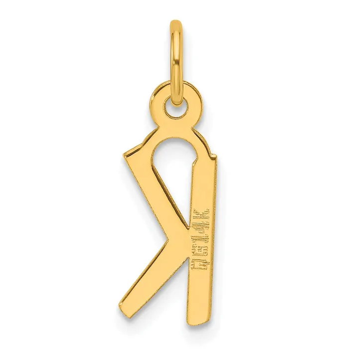 14k Yellow Gold Slanted Block Letter K Initial Charm TreasureFineJewelers Charm Necklaces