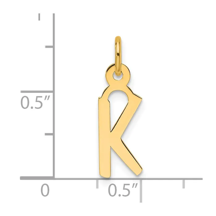 14k Yellow Gold Slanted Block Letter K Initial Charm TreasureFineJewelers Charm Necklaces