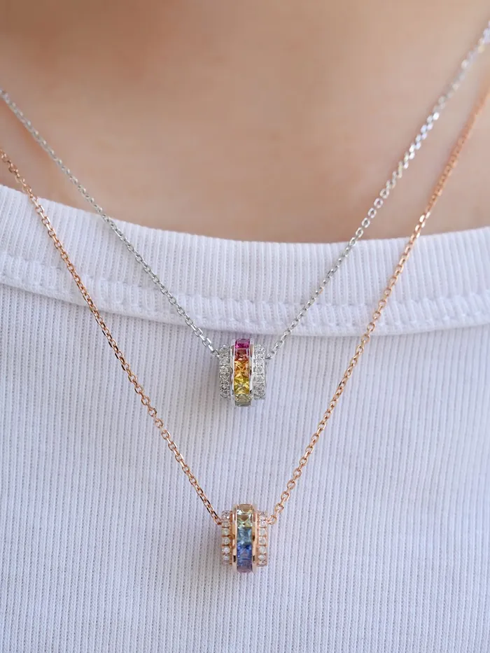 18k Gold Custom Baguette Wheel Necklace Trendolla Jewelry Necklaces