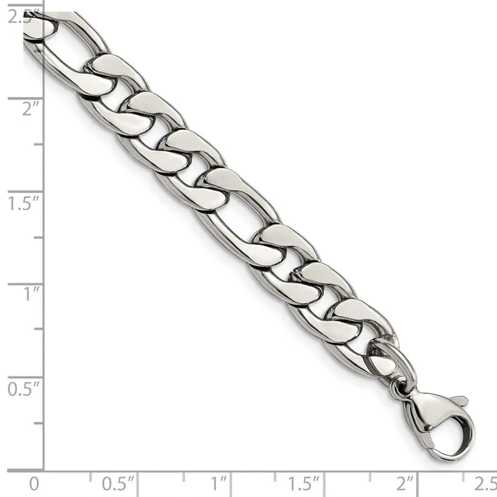 Bracelets Chisel Stainless Steel Polished 875mm 8 inch Figaro Chain TreasureFineJewelers