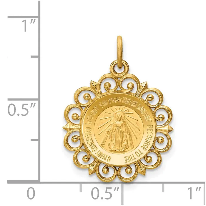 Charm Necklaces 14k Yellow Gold Miraculous Medal Charm TreasureFineJewelers