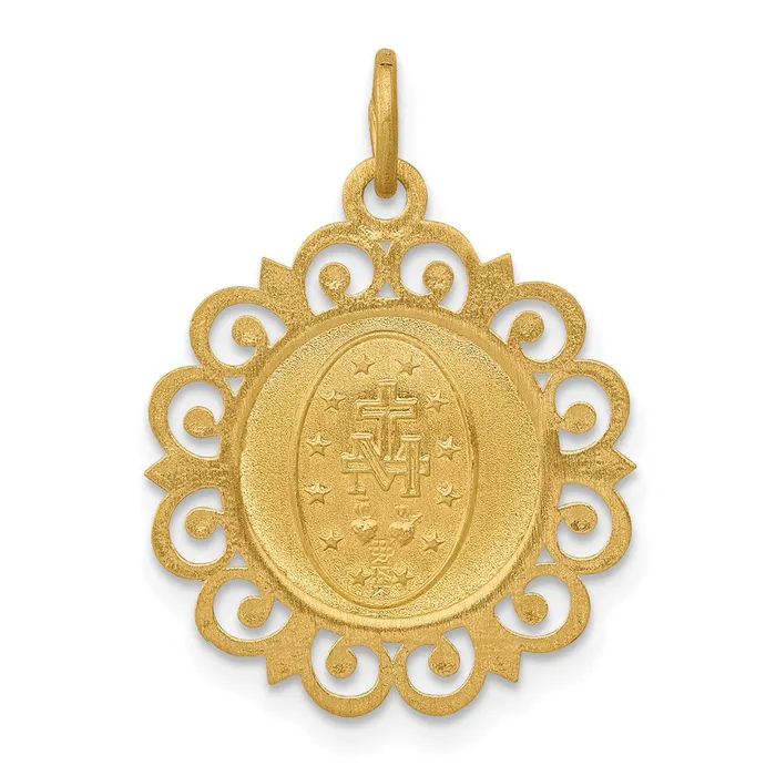 Charm Necklaces 14k Yellow Gold Miraculous Medal Charm TreasureFineJewelers