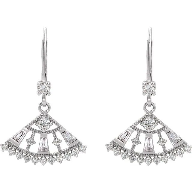 Earrings 14K White Gold 34 CTW Natural Diamond Fan Earrings TreasureFineJewelers
