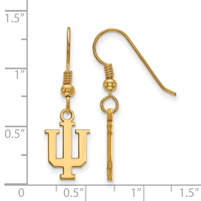Earrings Sterling Silver Goldplated Indiana University IU Small Dangle Wire Earrings TreasureFineJewelers