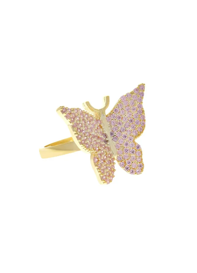 MP Jewelry Rings Pink Paved Butterfly Ring