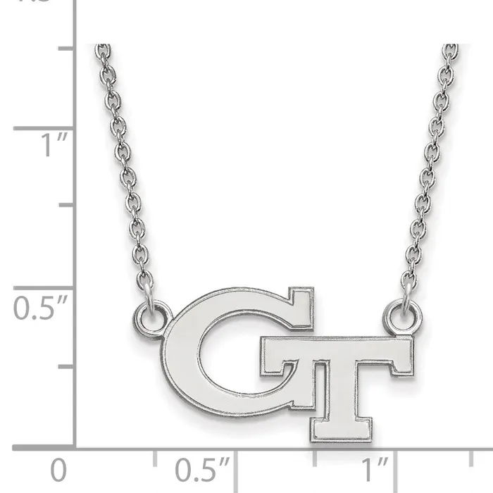 Necklaces 14k White Gold Georgia Tech GT Small Pendant Necklace TreasureFineJewelers