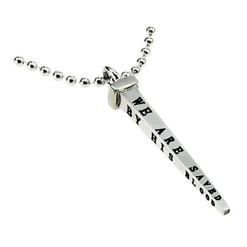 Necklaces Mens Cross Nail Necklace Romans 59 BY HIS BLOOD Stainless Steel Ball North Arrow Shop