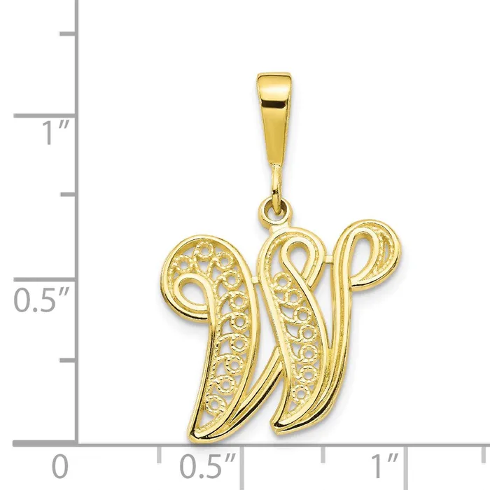 Necklaces TreasureFineJewelers 10k Yellow Gold Initial W Pendant