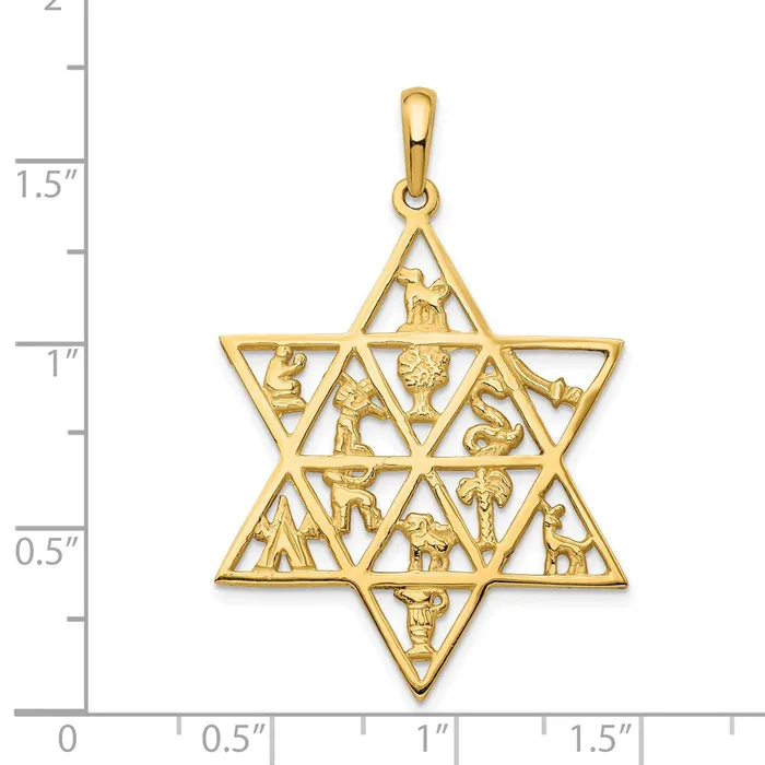 Necklaces TreasureFineJewelers 14K Star Of David 12 Tribes Pendant