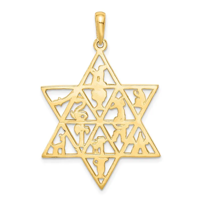 Necklaces TreasureFineJewelers 14K Star Of David 12 Tribes Pendant