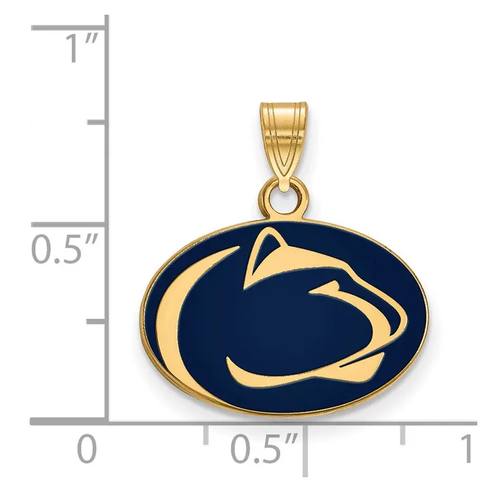 Necklaces TreasureFineJewelers Sterling Silver Goldplated Penn State University Lion Small Enameled Pendant