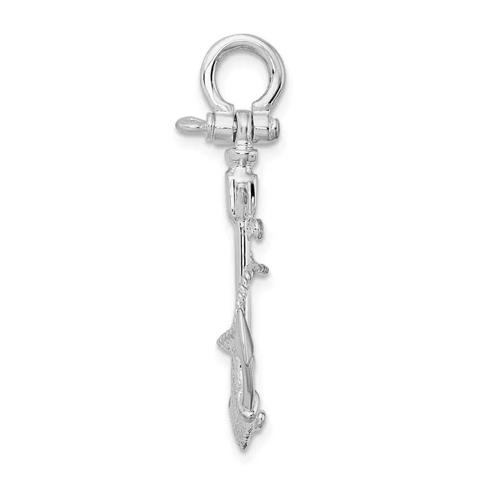 Necklaces TreasureFineJewelers Sterling Silver PolishedTextured 3D Anchor wRope Pendant