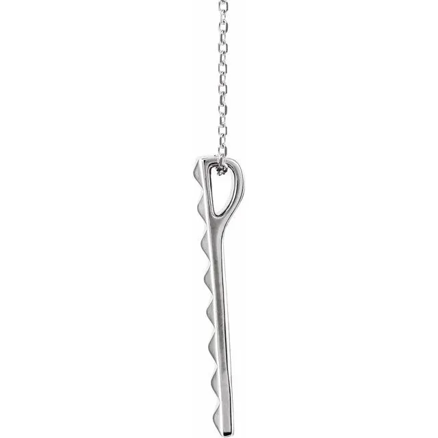 Necklaces TreasureFineJewelers Sterling Silver Pyramid Bar 1618 Necklace