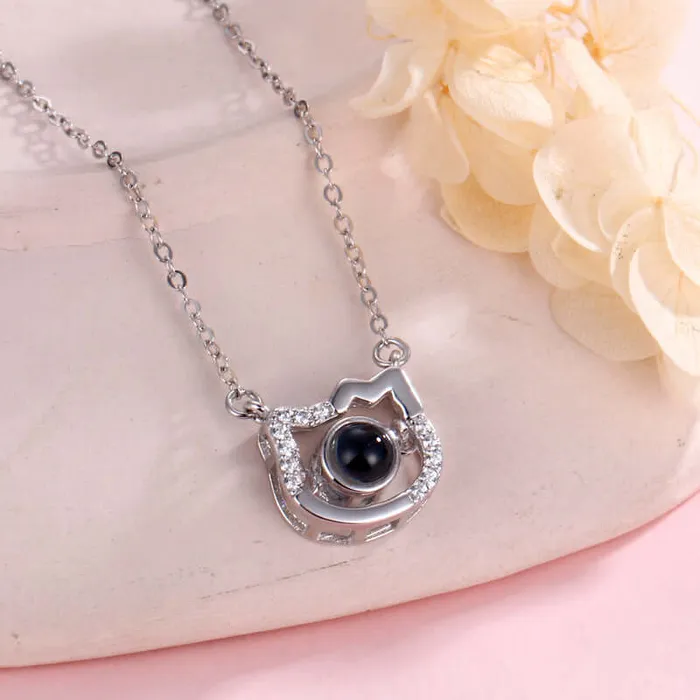 Necklaces Trendolla Jewelry Lovely Kitty Cat Projection Necklace with Picture Inside