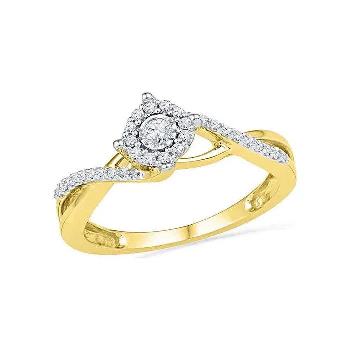 Rings North Arrow Shop 10kt yellow gold womens round diamond solitaire twist promise bridal ring 15 cttw100406