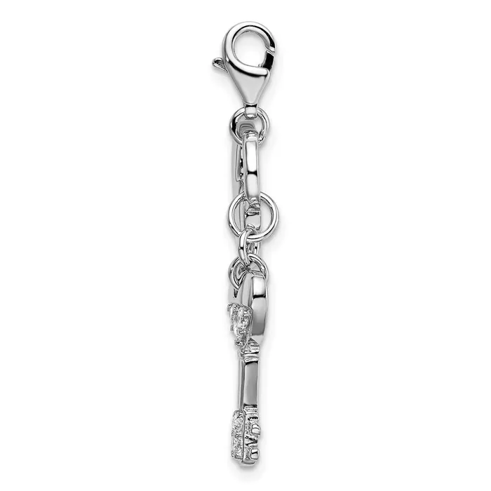Rings Sterling Silver Amore La Vita Rhodiumpl Polished CZ Heart and Key Charm TreasureFineJewelers