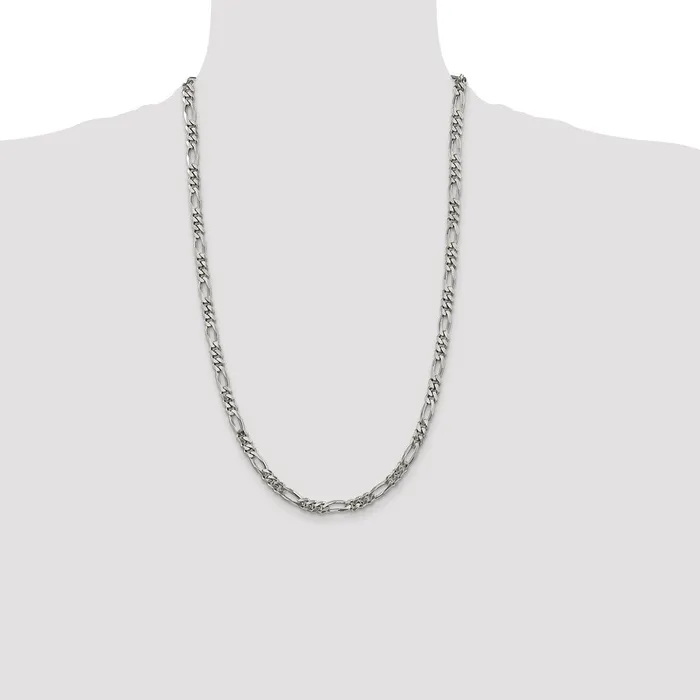 Rings TreasureFineJewelers Sterling Silver Rhodiumplated 525mm Figaro Chain