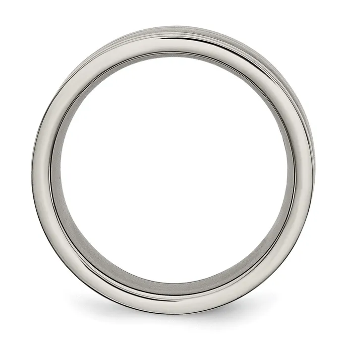 Rings TreasureFineJewelers Titanium Polished wBlack Carbon Fiber Inlay 8mm Band