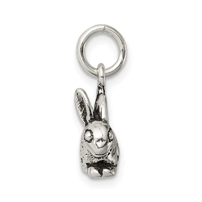 Sterling Silver Antiqued Rabbit Charm TreasureFineJewelers Rings