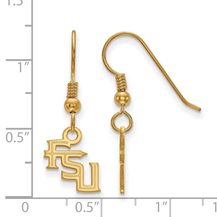 Sterling Silver Goldplated Florida State University FSU Extra Small Dangle Wire Earrings TreasureFineJewelers Earrings