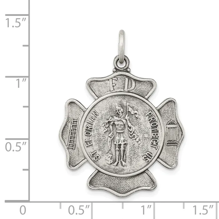 Sterling Silver Saint Florian Badge Medal TreasureFineJewelers Rings