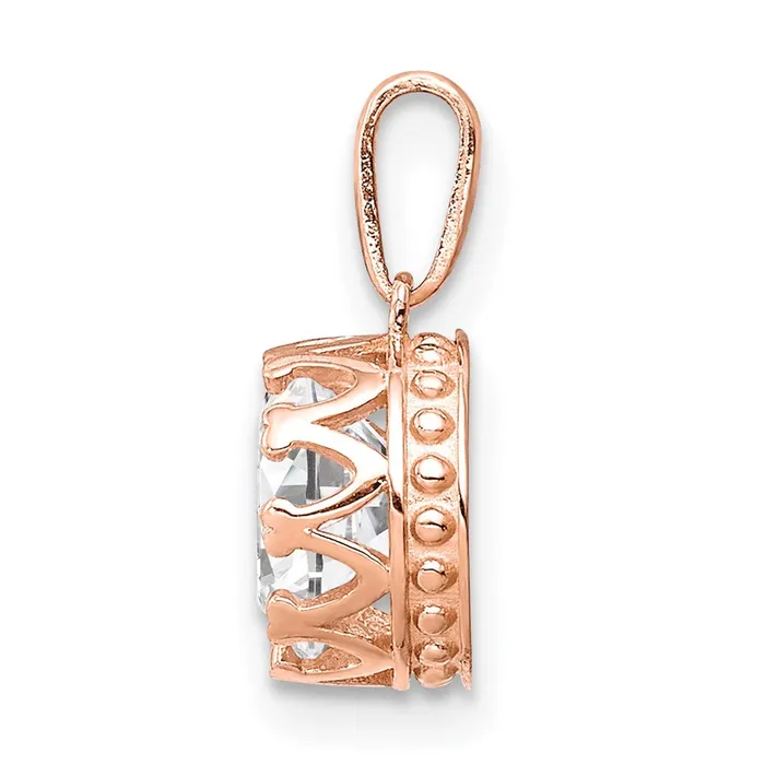 TreasureFineJewelers 10k Tiara Collection Rose Gold Polished CZ Pendant Necklaces