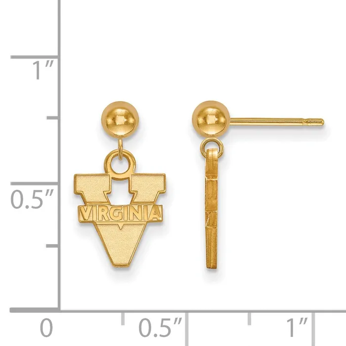 TreasureFineJewelers 14k Gold University of Virginia Dangle Ball Post Earrings Earrings