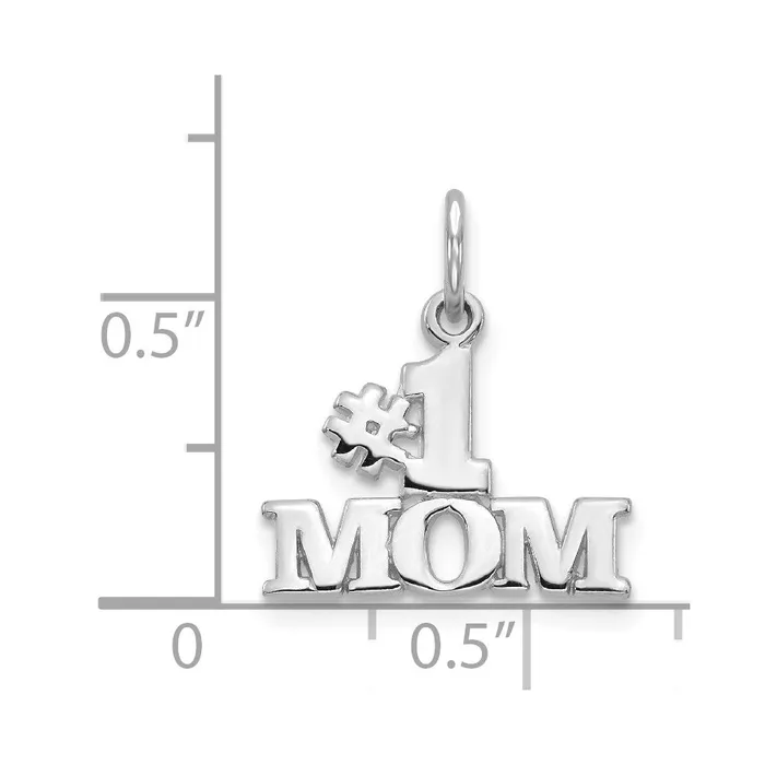 TreasureFineJewelers 14k White Gold 1 MOM Charm Charm Necklaces