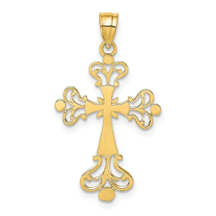 TreasureFineJewelers Charm Necklaces 14K Polished Fancy Cross Charm