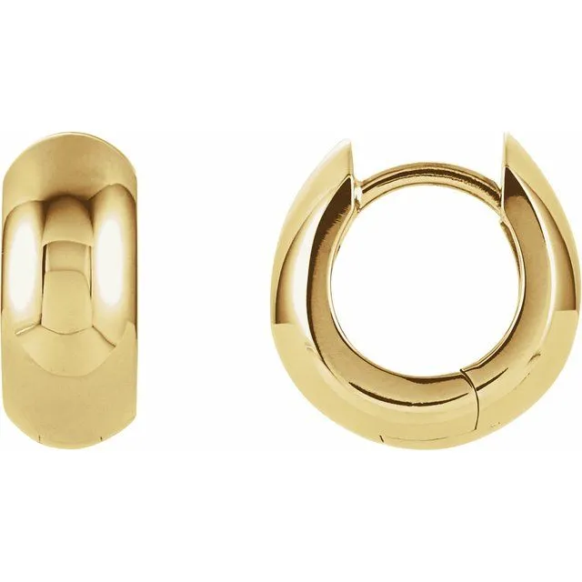 TreasureFineJewelers Earrings 14K Yellow Gold 127x55 mm Hinged Huggie Earrings