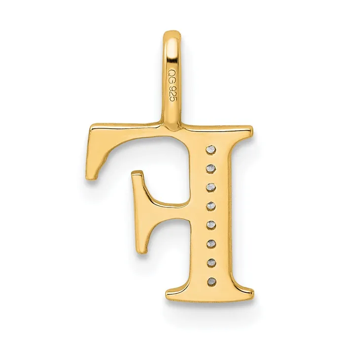 TreasureFineJewelers Necklaces 10k Yellow Gold Diamond Letter F Initial Pendant