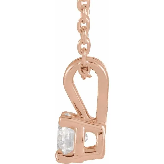 TreasureFineJewelers Necklaces 14K Rose Gold 14 CT LabGrown Diamond Solitaire 1618 Necklace
