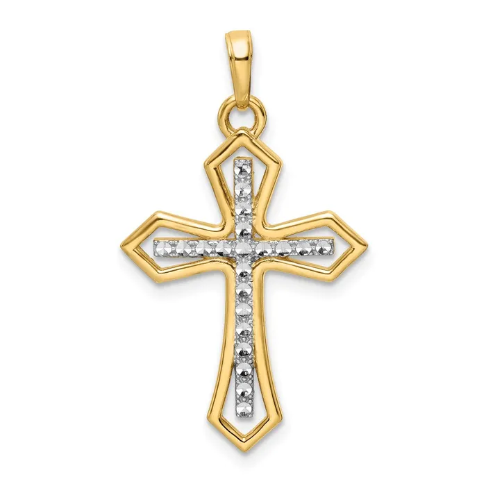 TreasureFineJewelers Necklaces 14K wRhodium DC Cross Pendant