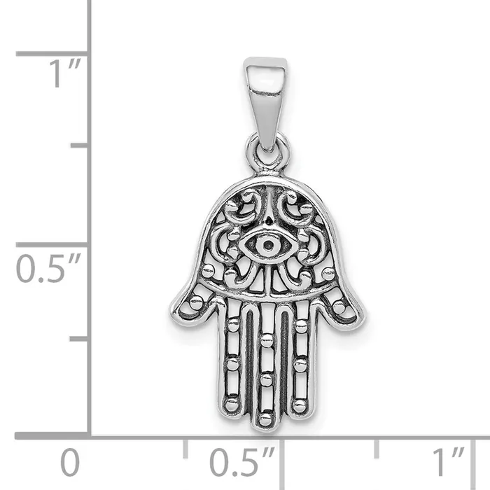 TreasureFineJewelers Necklaces Sterling Silver Antiqued Hasma Pendant