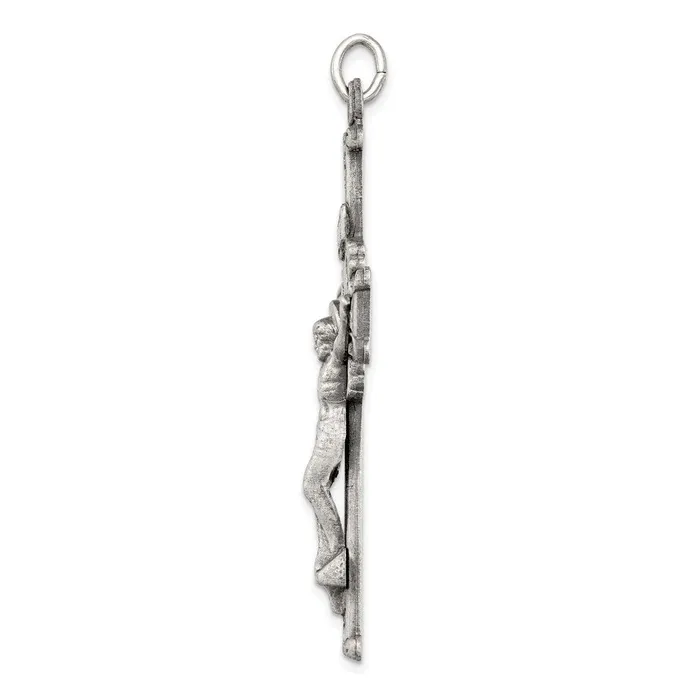 TreasureFineJewelers Necklaces Sterling Silver Antiqued INRI Crucifix Pendant